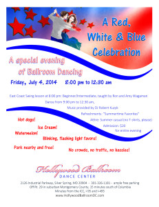 Join our Ballroom Dance on July 4th--a Red, White and Blue Celebration!