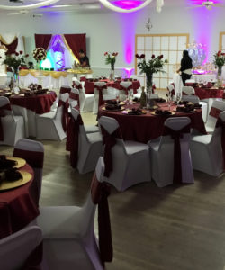 A view of the Ballroom decorated for an event